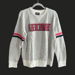 Y2K ABERCROMBIE & FITCH Crewneck Sweatshirt Striped Sleeves Red Blue L
